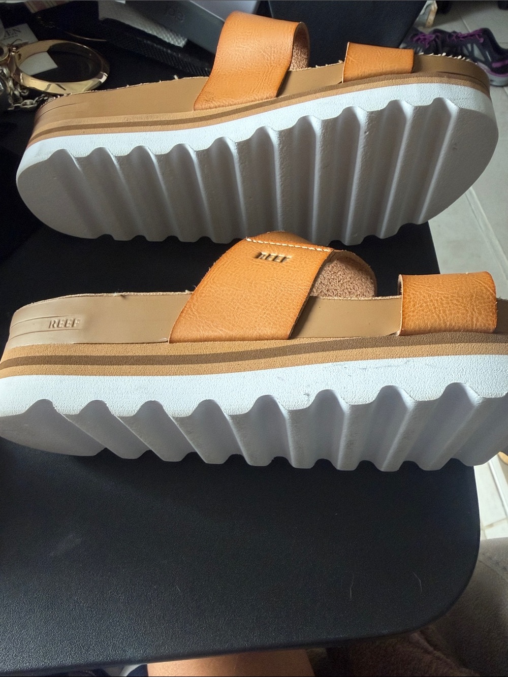 Reef Women's Tan Cork Slide Sandals - Picture 3 of 4